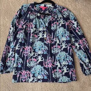 Lilly Pulitzer Elsa silk top in Monkey Trouble. HTF! Size S